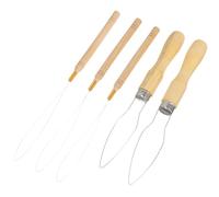 NESTINGHO Lot de 5 Aiguilles à Perles en Bois pour Perler, Outil de Fabrication Artisanale Fil Élastique, pour Projets DIY et Bols à Perles