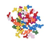 NESTINGHO Lot de 50 Pendentifs Croix en Bois Légers Perles Latérales, pour Collier Long Pendentif et Activités Artisanales comme L'école du Dimanche Couleur Aléatoire