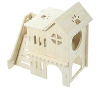 NESTINGHO Maison en Bois Beige pour Lapin et Cochon d'Inde, Cachette Odorante sans Odeur, Refuge Confortable pour Petits Animaux en Cage