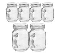 NESTINGHO Mini Pot et Couvercle Mason en Verre 6 Pièces avec Anse | Scellage Hermétique, Format Portable, Usage en Voyage et Extérieur, Design Simple et Élégant