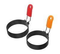NESTINGHO Moules à Œufs Ronds Antiadhésifs Multifonction 2pcs en Acier Inoxydable et Silicone pour Petits Déjeuners la Maison et Boîtes à Lunch