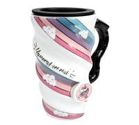 NESTINGHO Mug Licorne en Céramique 500ml avec Couvercle Design Spiralé, Tasse Élégante et Fonctionnelle pour Garçon et Filles et Café Style Aléatoire