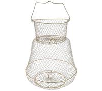 NESTINGHO Panier à Poissons en Métal Pliable Filet Résistant, Fond Plat et Grosse Capacité, Accessoire de Pêche pour Pêche en Eau Douce et Salée