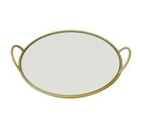 NESTINGHO Plateau de Rangement Rond Facile à Nettoyer Forgé et Verre avec Poignée Dorée pour Présentations de Desserts et Décorations de Fenêtres