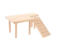 NESTINGHO Plateforme en Bois Naturel pour Hamster Grosse Taille avec Rampe Droite 14 Cm, Aire de Jeu Stable pour Souris et Chinchillas, Support Sécurisé pour Cage de Petits Animaux,