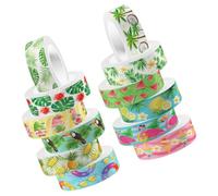 NESTINGHO Rouleaux de Ruban Adhésif Décoratif Washi Vert Autocollant Adhésif Lot de 12 Déchirable la Main, pour Décorer Carnet et Scrapbook
