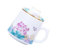 NESTINGHO Tasse à Thé en Céramique avec Filtre et Couvercle, Résistante Chaleur, Facile à Nettoyer, pour Bureau et Usage Personnel, Set de 1