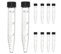 NESTINGHO Tubes à Centrifuger Coniques de 15 Ml Lot de 10 en Verre avec Bouchon à Vis, Graduations Résistantes et Marquages Lisibles pour Laboratoire et Chimie Analytique