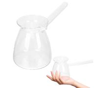 NESTINGHO Verseuse Turque en Verre Transparent Épaissi 450 Ml Poignée Latérale, Orifice Spécial Anti-Fuite pour Préparation de Thé et Chauffe Lait sur Plaques Céramiques et Induction