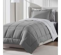 Nestl Bed in a Bag Parure de lit réversible 5 pièces pour lit Simple avec draps, taie d'oreiller et Couvre-oreillers Gris