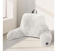 Nestl Coussin de Lecture et de Dossier élégant pour s'asseoir et se Reposer dans Son lit, en Fourrure synthétique, avec accoudoirs, pour Adultes et Enfants, Blanc