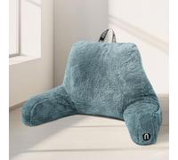 Nestl Coussin de Lecture et de Dossier élégant pour s'asseoir et se Reposer dans Son lit, en Fourrure synthétique, avec accoudoirs, pour Adultes et Enfants, Bleu Pierre