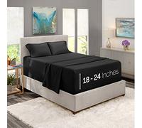 Nestl Draps à Poches très Profondes - Convient aux Matelas de 45,7 à 61 cm de Profondeur, Parure de lit à Poches très Profondes, 4 pièces pour très Grand lit, draps Noirs