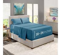 Nestl Draps à Poches très Profondes - Convient aux Matelas de 45,7 à 61 cm de Profondeur, Parure de lit à Poches très Profondes, 4 pièces pour très Grand lit, draps à Poches Profondes, draps Bleu