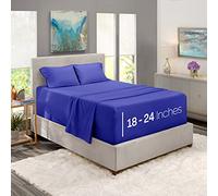 Nestl Draps à Poches très Profondes - Convient aux Matelas de 45,7 à 61 cm, Parure 4 pièces pour Grand lit, Bleu Roi