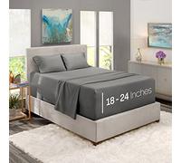 Nestl Draps de lit Simple à Poches très Profondes - Convient aux Matelas de 45,7 à 61 cm de Profondeur, Parure de lit à Poches très Profondes, 4 pièces pour lit Simple, Gris Anthracite