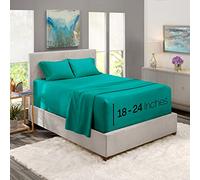 Nestl Parure de lit 4 pièces en Microfibre avec Poche très Profonde - Bleu Sarcelle