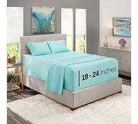 Nestl Parure de lit 4 pièces en Microfibre pour très Grand lit - Poches Profondes - Bleu Clair