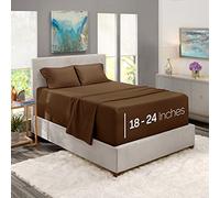 Nestl Parure de lit à Poches très Profondes - Convient aux Matelas de 45,7 à 61 cm de Profondeur, Parure de lit à Poches très Profondes pour Grand lit, 4 pièces pour Grand lit, draps Marron Chocolat