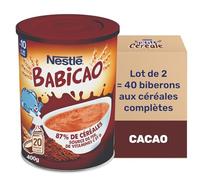 Nestlé - BABICAO Céréales Bébé - Goût Cacao - Alimentation Bébé dès 10 mois - Avec 87% de Farine de Blé, Orge, Seigle, Maïs, Avoine - Enrichies en Fer et vitamines C, D - Céréales Petit Déjeuner
