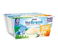 Nestlé Bébé - P'tit brassé Abricot Vanille sans sucres ajoutés - dès 6 mois - 4 x 90g