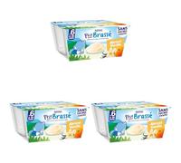Nestlé Bébé - P'tit brassé Abricot Vanille sans sucres ajoutés - dès 6 mois - 4 x 90g (Lot de 3)