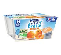 Nestlé Bébé - P'Tit Brassé Bio - Abricot - Laitage dès 6 Mois - 4X90g