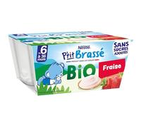 Nestlé Bébé - P'Tit Brassé Bio - Fraise - Laitage dès 6 Mois - 4 X90g