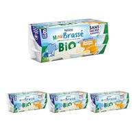 Nestlé Bébé - P'tit brassé BIO mini banane mangue sans sucres ajoutés - dès 4/6 mois - 6 x 50g (Lot de 4)