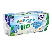 Nestlé Bébé - P'tit brassé BIO mini nature sans sucres ajoutés - dès 4/6 mois - 6 x 50g