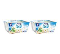 Nestlé Bébé P'tit Brassé BIO Nature Sans sucres ajoutés - Laitage dès 6 mois - 4x90g (Lot de 2)