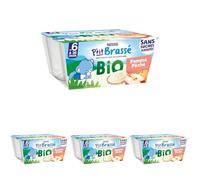 Nestlé bébé P'tit Brassé BIO Pomme Pêche - Pack de 4 - Laitage dès 6 mois (Lot de 4)