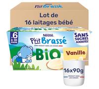 Nestlé Bébé - P'Tit Brassé Bio - Vanille - Laitage dès 6 Mois - 4X90g (Lot de 3)