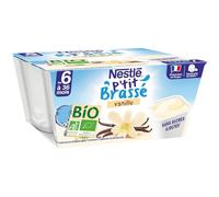 Nestlé Bébé - P'Tit Brassé Bio - Vanille - Laitage dès 6 Mois - 4X90g (Lot de 6)