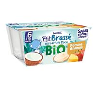 Nestlé Bébé P'tit Brassé Bio Végétal Lait de Coco Pomme Ananas - 4x 90g - dès 6 mois (Lot de 6)