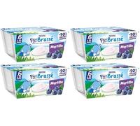 Nestlé Bébé - P'tit Brassé - Desserts Lactés - Myrtille- Dès 6 mois - 4x100g (Lot de 4)
