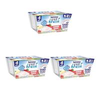 Nestlé Bébé P'tit Brassé Fraise Banane sans sucres ajoutés - Laitage dès 6 mois - 4 x 90g (Lot de 3)