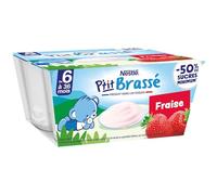 Nestlé Bébé P'tit Brassé Fraise - Laitage dès 6 mois - 4 x 100g