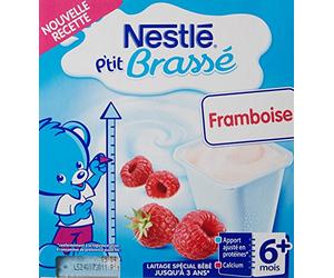 Nestlé Bébé P'tit Brassé Framboise - Laitage dès 6 mois - Lot de 4