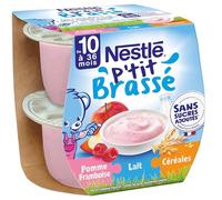 P'TIT BRASSÉ LAIT FRUITS CÉRÉALES POMME FRAMBOISE DES 6 MOIS 2x115g