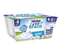 Nestlé Bébé P'tit Brassé Laitage Nature sans sucres ajoutés - dès 6 mois - 4 x 90g (Lot de 10)