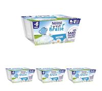 Nestlé Bébé - P'tit Brassé Laitage Nature sans sucres ajoutés - dès 6 mois - 4 x 90g (Lot de 4)