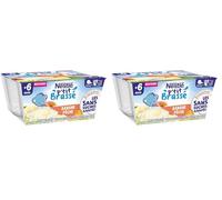 Nestlé Bébé P'tit Brassé - Laitage Pêche Banane sans sucres ajoutés - dès 6 mois - 4 x 90g (Lot de 2)