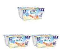 Nestlé Bébé P'tit Brassé - Laitage Pêche Banane sans sucres ajoutés - dès 6 mois - 4 x 90g (Lot de 3)