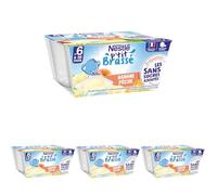 Nestlé Bébé - P'tit Brassé - Laitage Pêche Banane sans sucres ajoutés - dès 6 mois - 4 x 90g (Lot de 4)