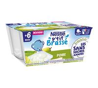 Nestlé Bébé P'tit Brassé Laitage Poire sans sucres ajoutés - dès 6 mois - 4 x 90g (Lot de 6)