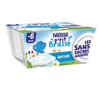 Nestlé Bébé P'tit Brassé Nature sans sucres ajoutés - Laitage dès 6 mois - 4 x 100g