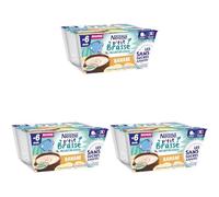 Nestlé Bébé P'tit Brassé Végétal Laitage Lait coco Banane sans sucres ajoutés - dès 6 mois - 4 x 90g (L'emballage peut varier) (Lot de 3)