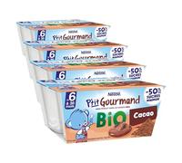 Nestlé Bébé - P'Tit Gourmand Bio - Cacao - Laitage dès 6 Mois - 4X90g (Lot de 4)