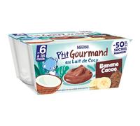 Nestlé P'tit Gourmand Végétal Banane Cacao - dès 6 mois - 4x90g